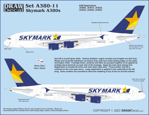 Airbus A380 - Skymark Airlines Draw Decal -20-A380-11