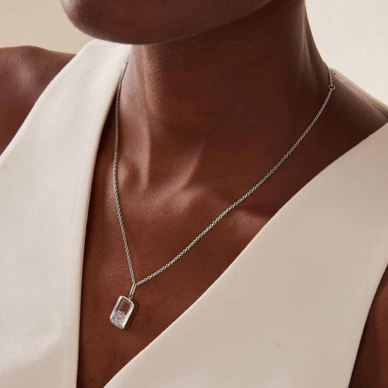 Moritz Glik Large Diamond Shaker White Gold Pendant Necklace