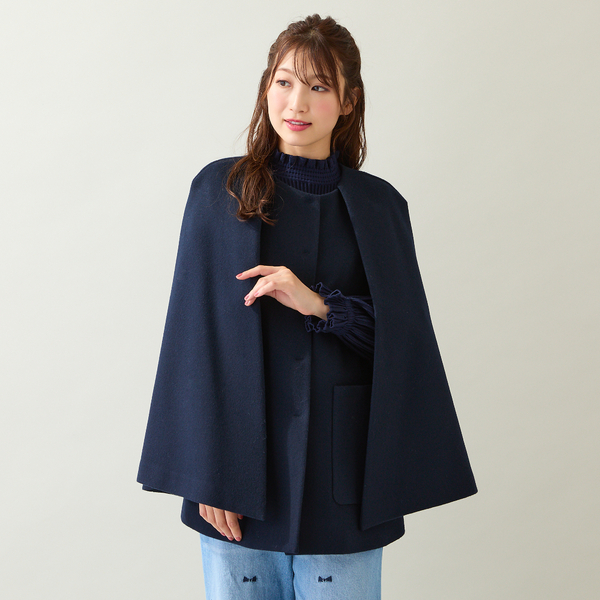 ブローチ付】ケープショートコート | レディースファッション【JUNIOR