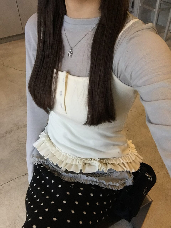 Layered frill camisole set | Judin