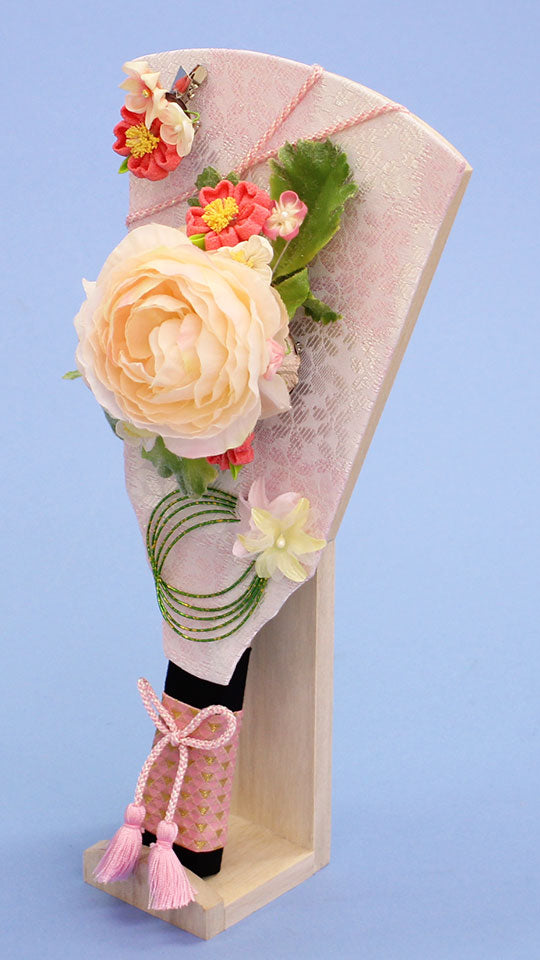 お花の羽子板 9号髪飾りが外せるおしゃれな羽子板 洋花(白)白桐