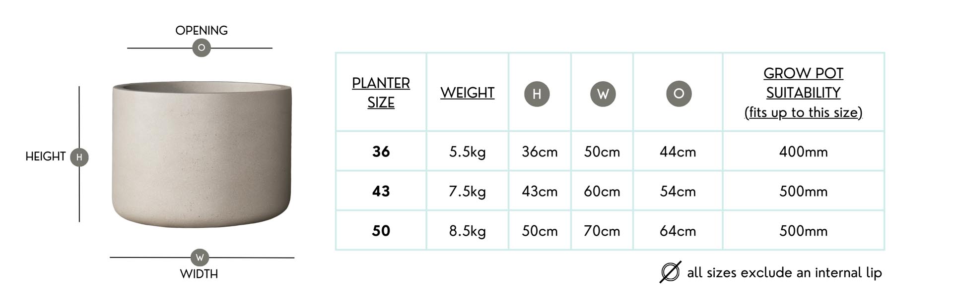 Brighton Low Cylinder | Just Add Plants