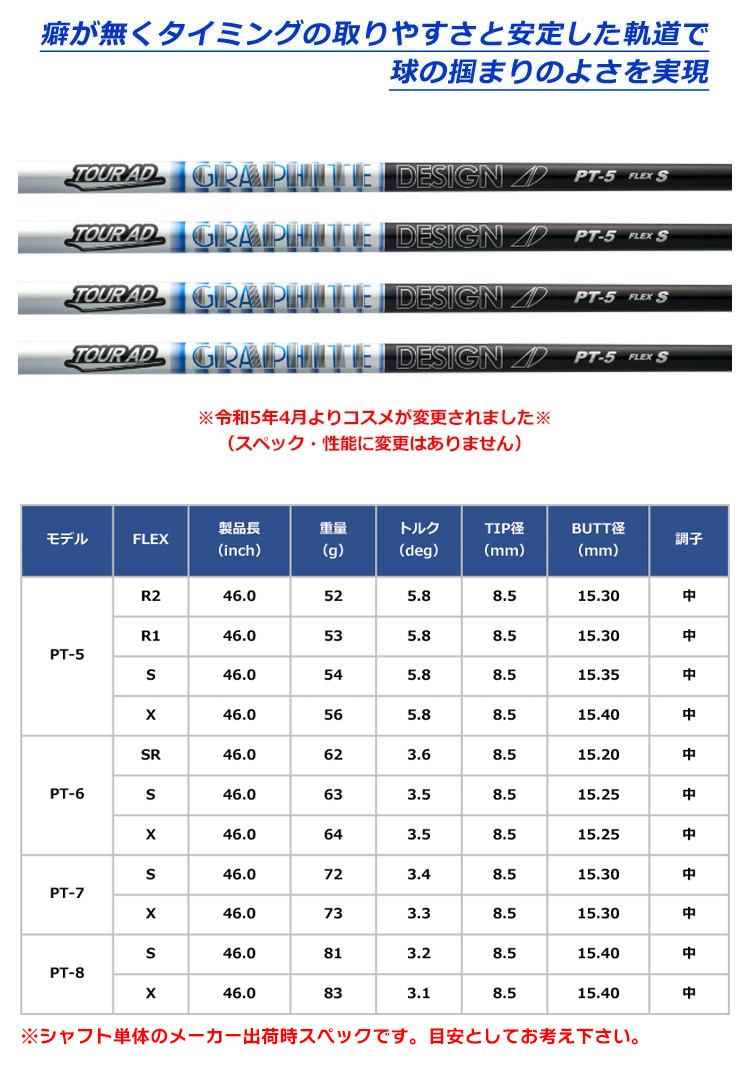 スリクソン スリーブ付きシャフト TourAD PT (Z785／Z765／Z565／Z945