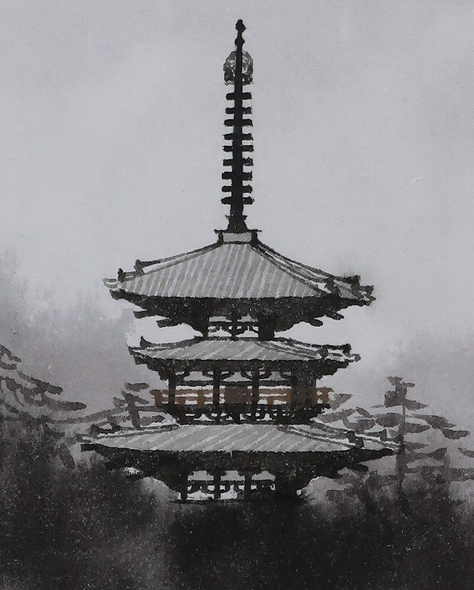 浜田三郎 塔のある風景 | 掛軸(掛け軸)販売／表装ご依頼は掛軸いっぷく