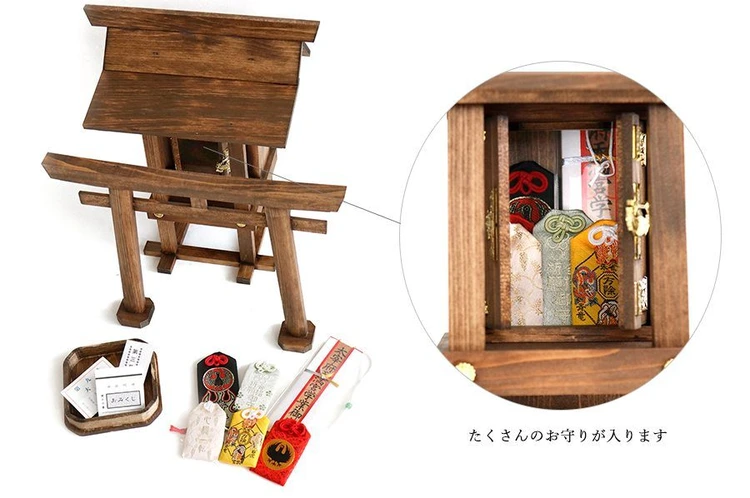 お守り祠 家具調仕上げ 焦茶 明神鳥居付 神棚｜神棚・神具 やまこう