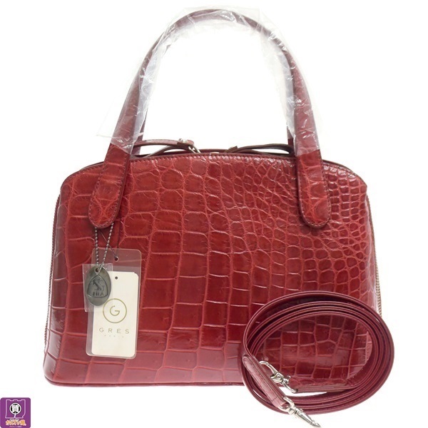 定価43万 GRES グレ 最高級 クロコダイル JRAタグ付 2WAYバッグ ハンド