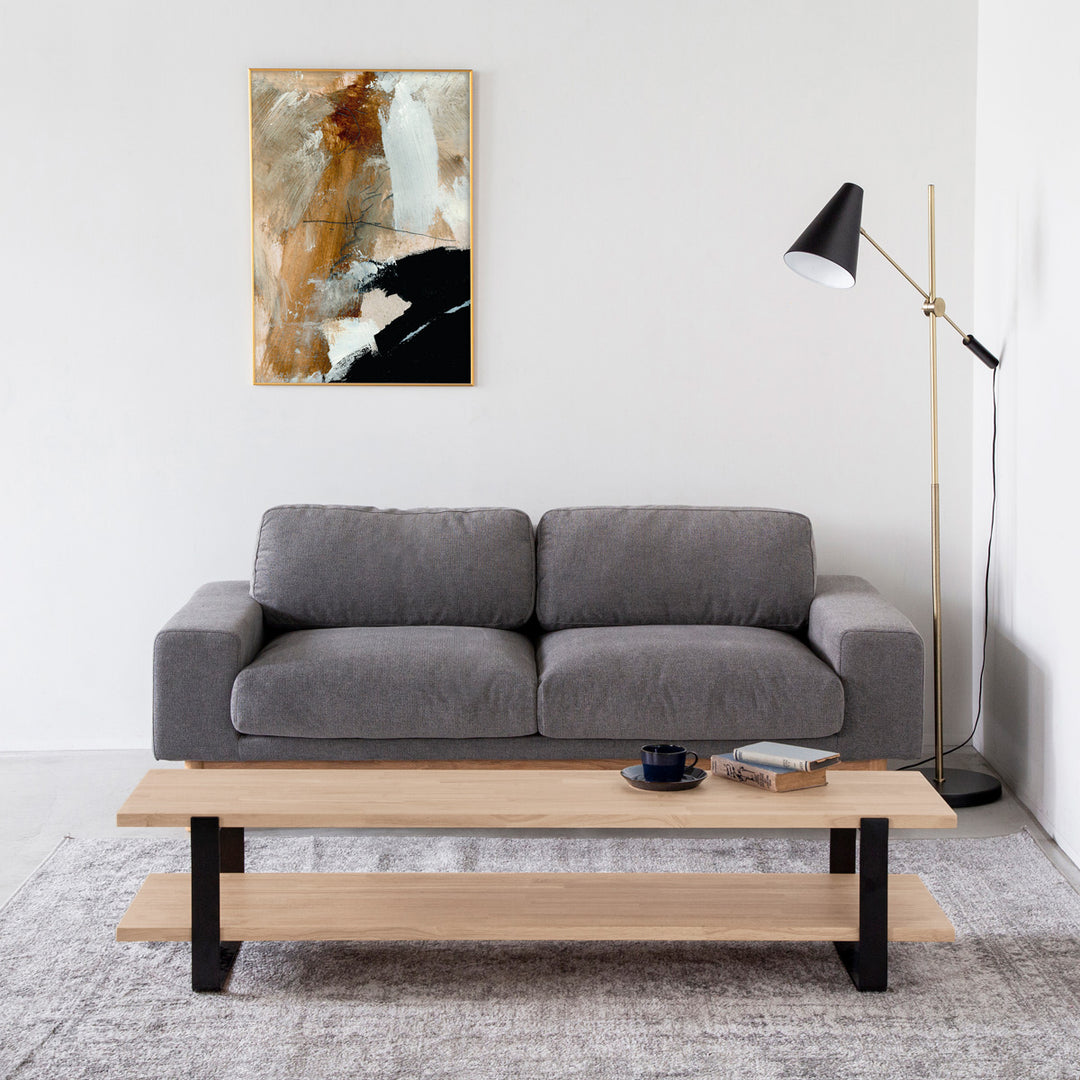 THE TV BOARD / LOW TABLE ラバーウッド アッシュグレー × Black Steel