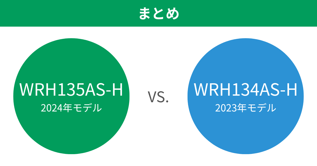 WRH135AS-HとWRH134AS-Hの違い3つを比較。ダイキンハイブリッド