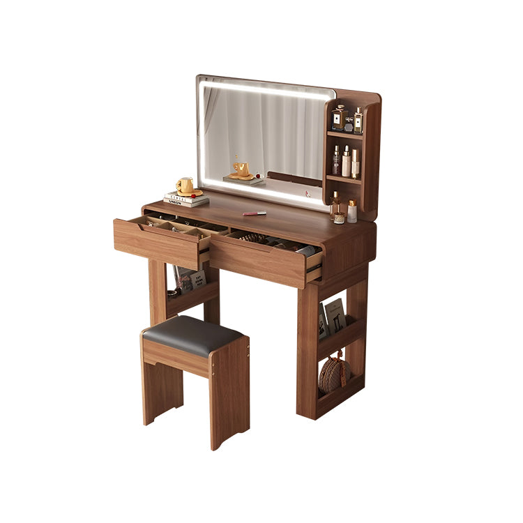 伸縮可能 鏡 大容量 引き出し 分類収納 エコ板材 R仕上げ 天然木脚