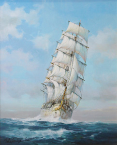 鈴木政輝「帆船」油彩3号