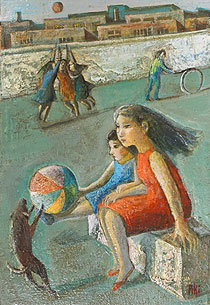 遠藤彰子「遠い日」油彩22.7×15.8cm