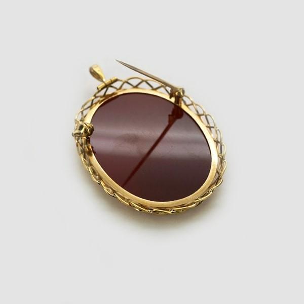 K18 イエローゴールド メノウ カメオ ブローチ ペンダントトップ 日本