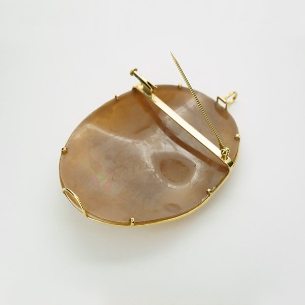 K18 イエローゴールド シェル カメオ ブローチ 日本製枠– ジュエリー柿屋