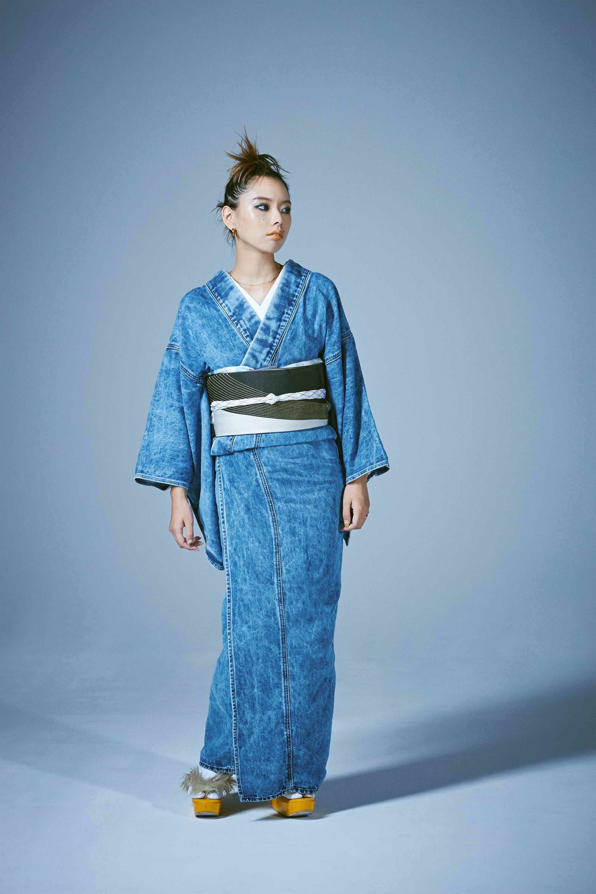 デニム着物｜綿麻 ケミカル｜レディース｜KAPUKI