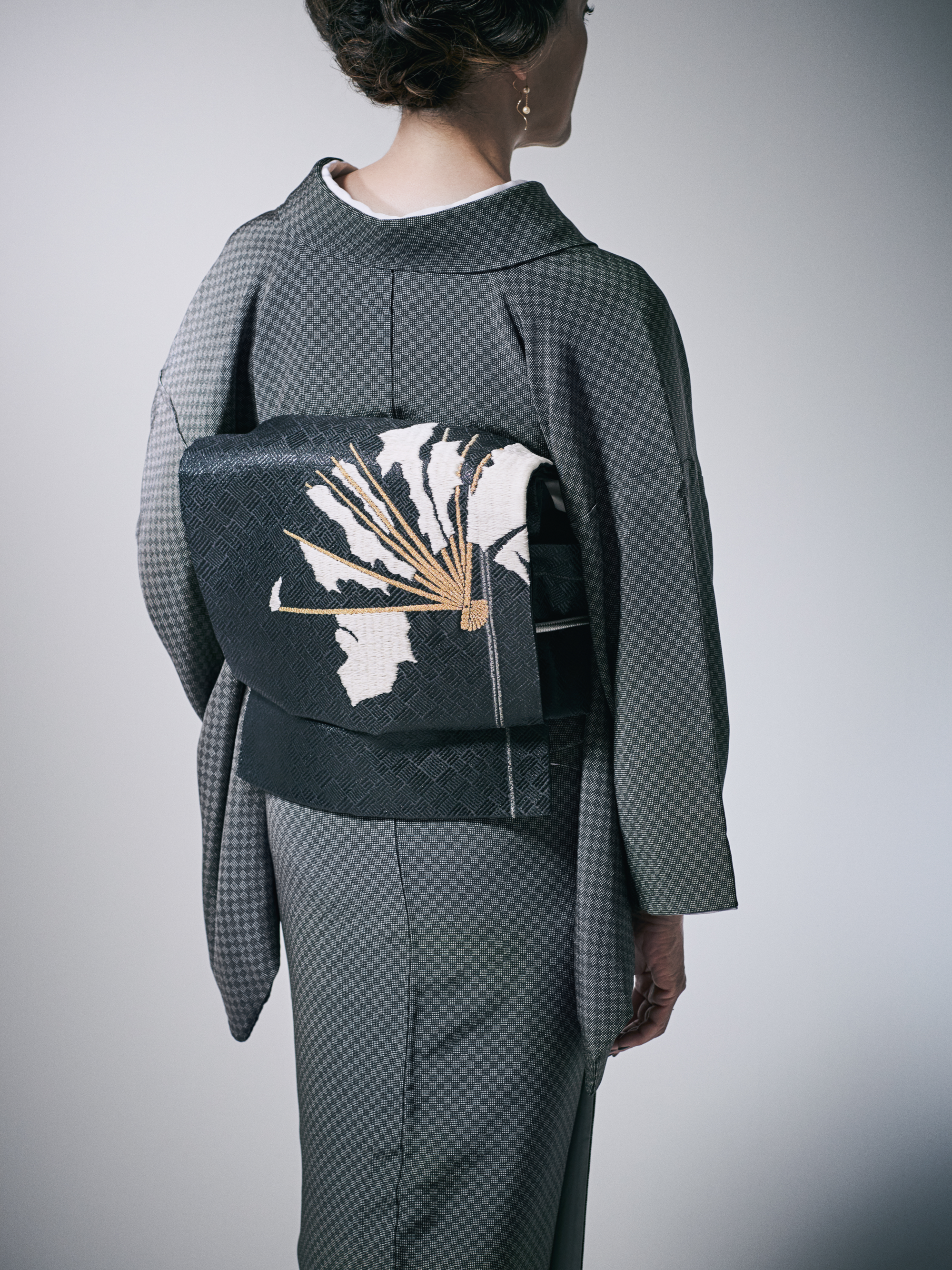 着物｜江戸小紋｜錐市松 白黒 ｜石塚染工｜錐彫｜