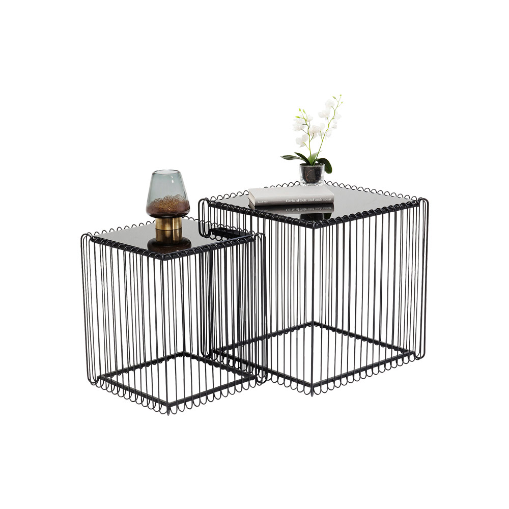 廃番】ワイヤースクエアブラック (2/Set) 45x45cm サイドテーブル