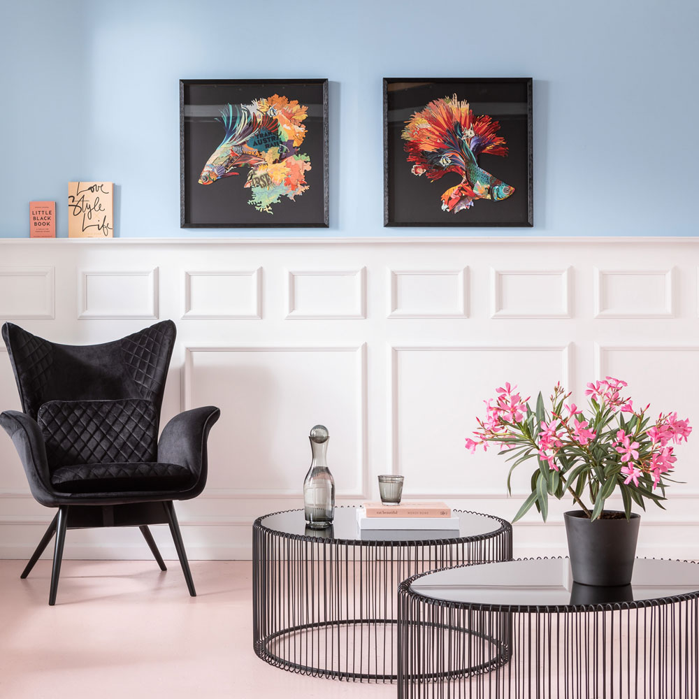 ワイヤーウーノブラック60x90cm リビングテーブル/コーヒーテーブル