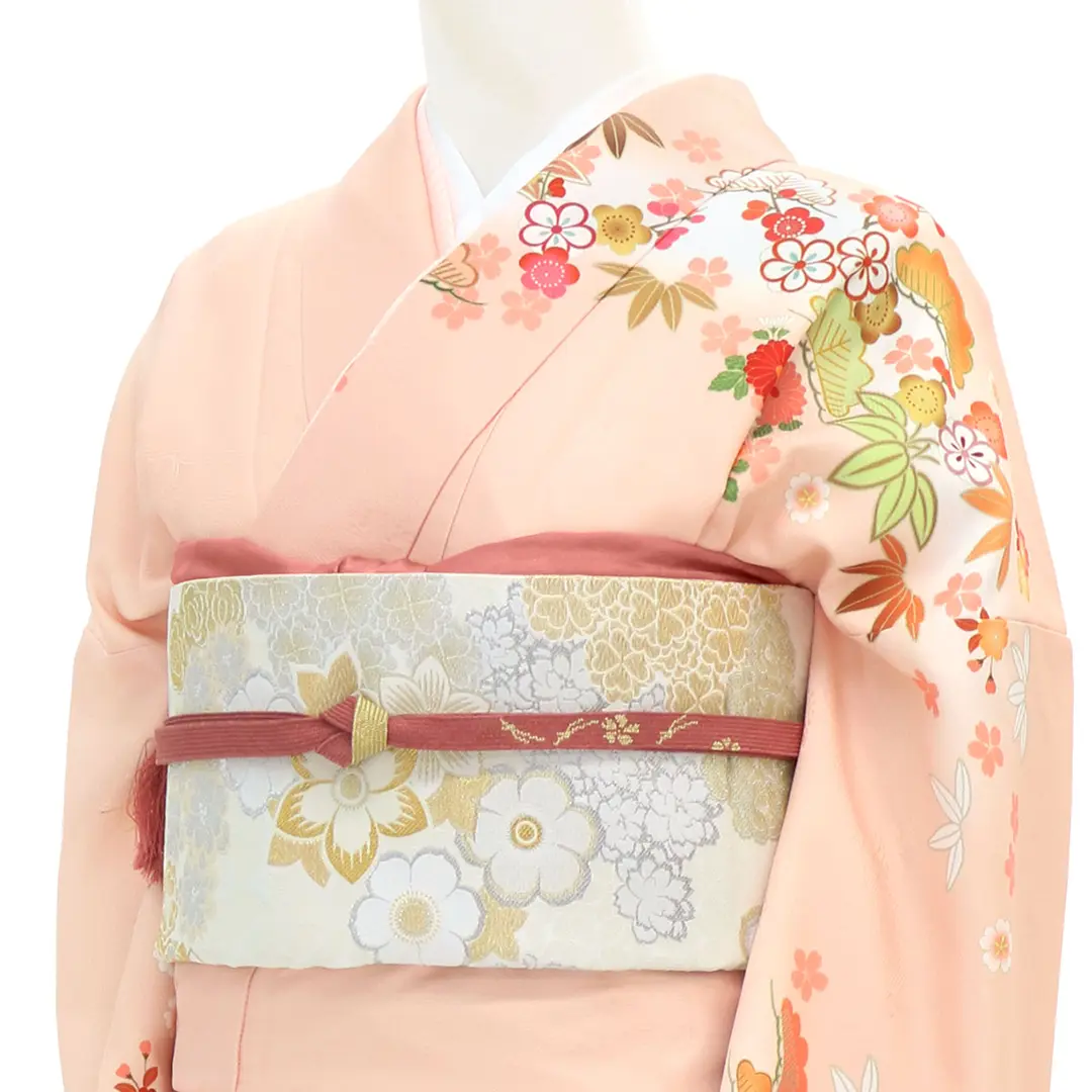 訪問着レンタル| 桜色に鼓と松竹梅の訪問着（袷）（ポリエステル