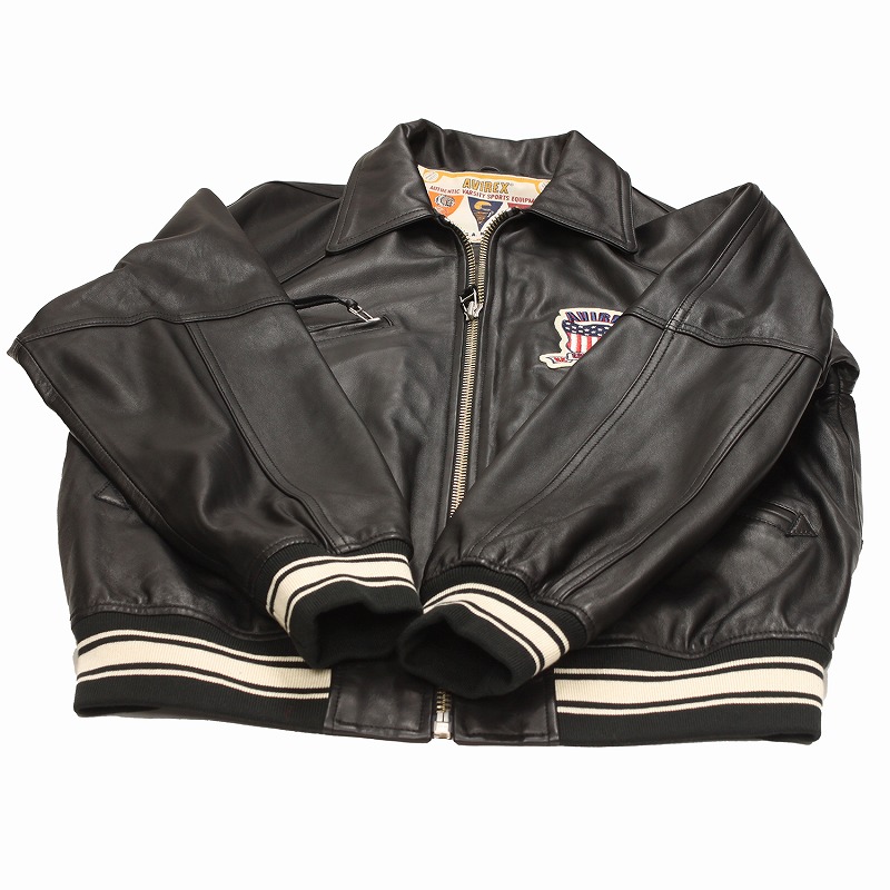 AVIREX 人気スタジャン レザーメンズ 本革ジャケット ヴァーシティ