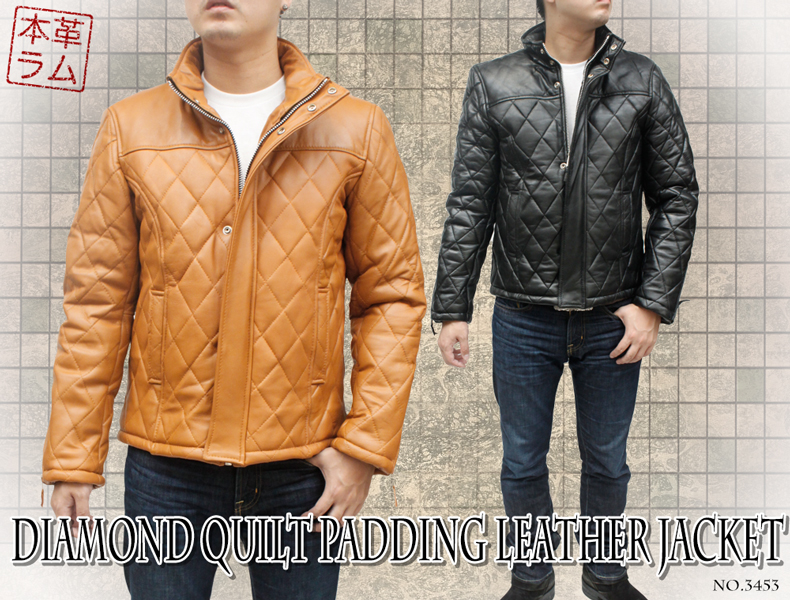 レザージャケット メンズ 中綿ジャケット ダイヤモンドキルト加工 中綿