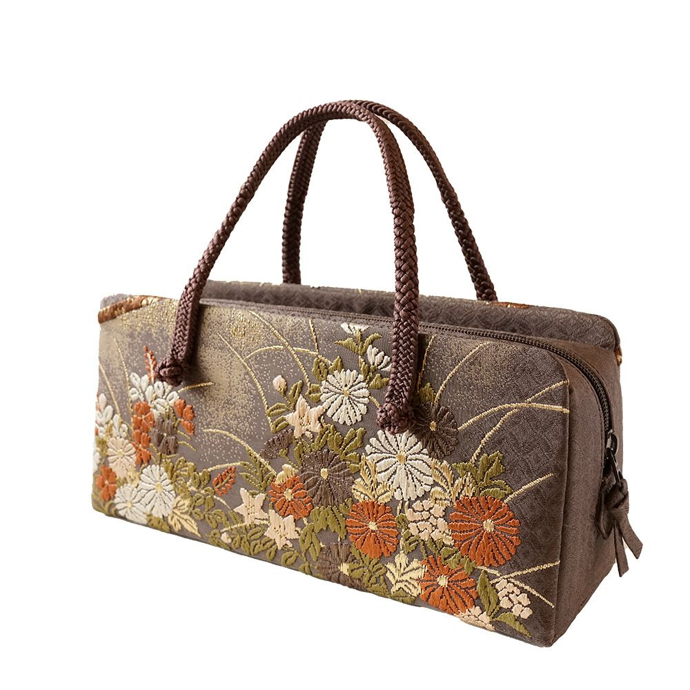 菊と葵（唐織） 西陣織和装バッグ | かづら清老舗オンラインショップ