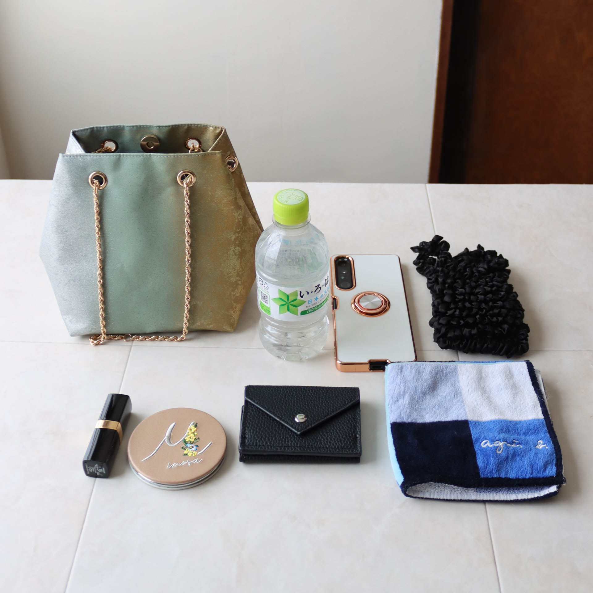 バッグ】キューブ型巾着チェーンバッグ / 着物リメイクバッグ/ 帯