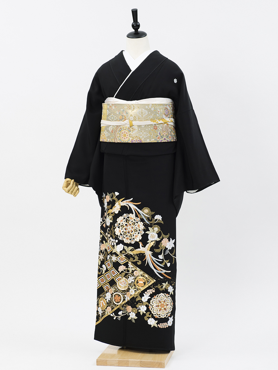 総刺繍の高級黒留袖レンタル】鳳凰柄・SOサイズ・品番t-665｜KIMONO