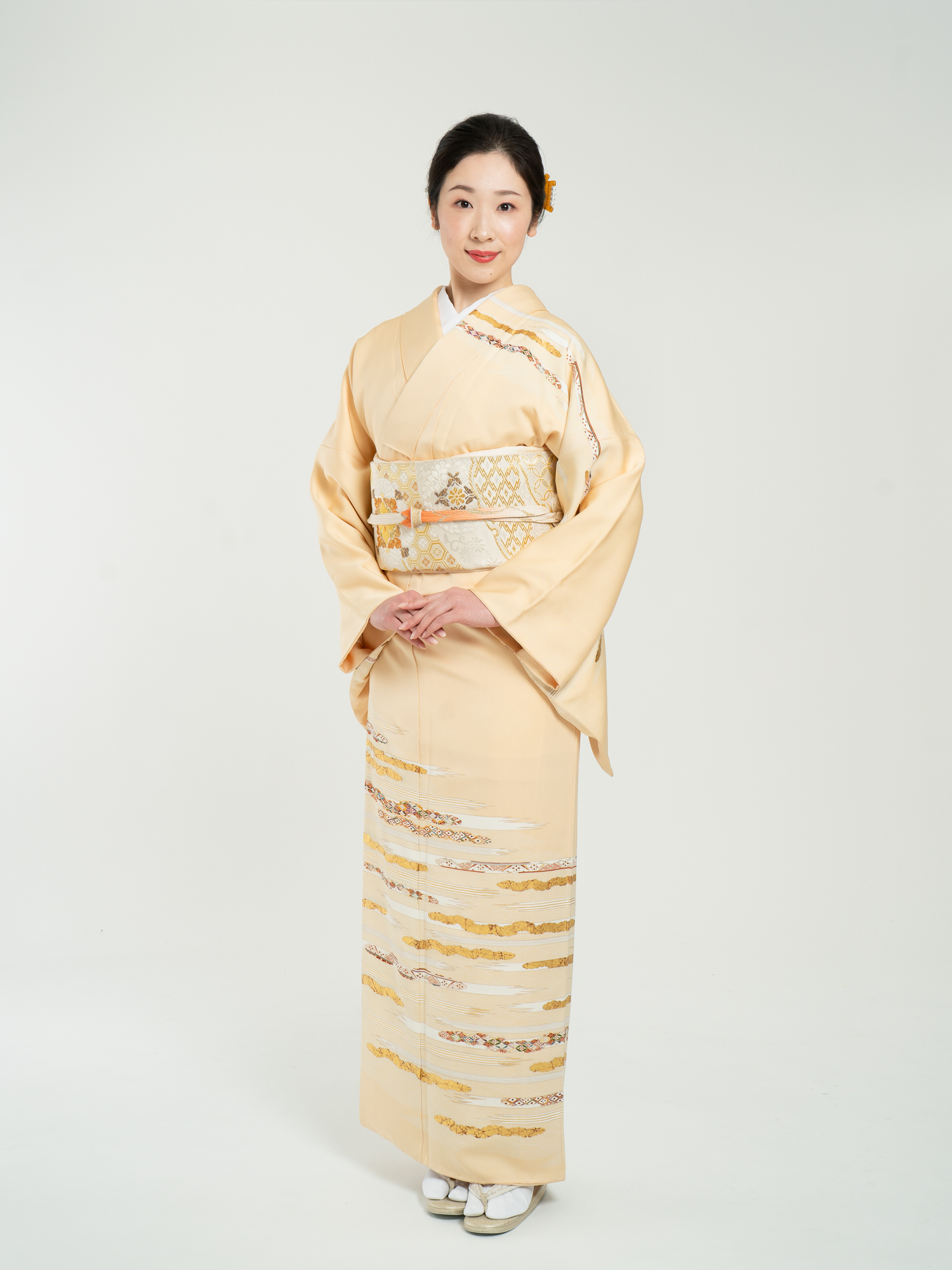 最高級・京友禅・訪問着レンタル】きれいな黄緑色 四季の花 エ霞 LL