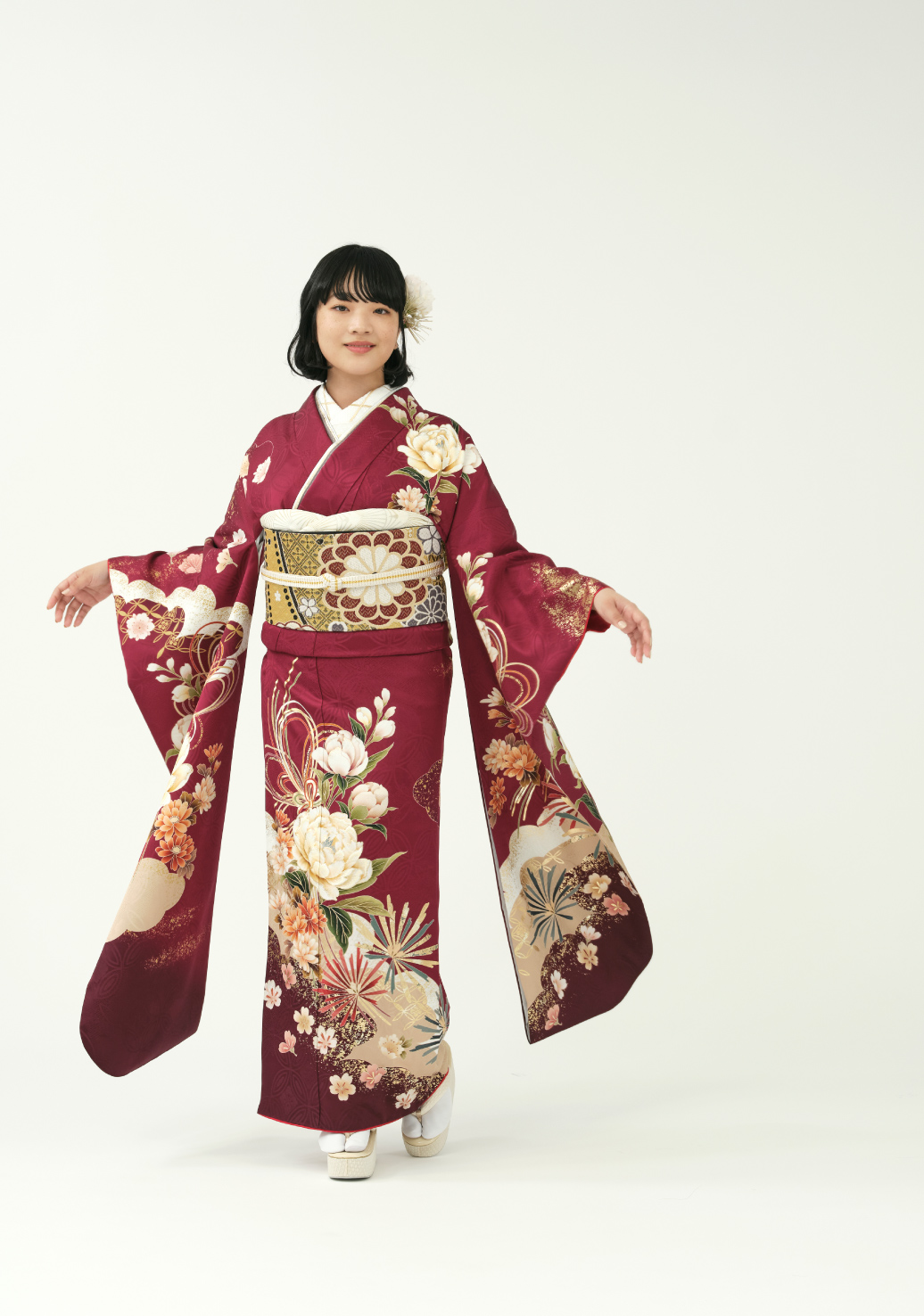 振袖／幸せ開く／エンジ | 振袖レンタル·購入や成人式の着付けは