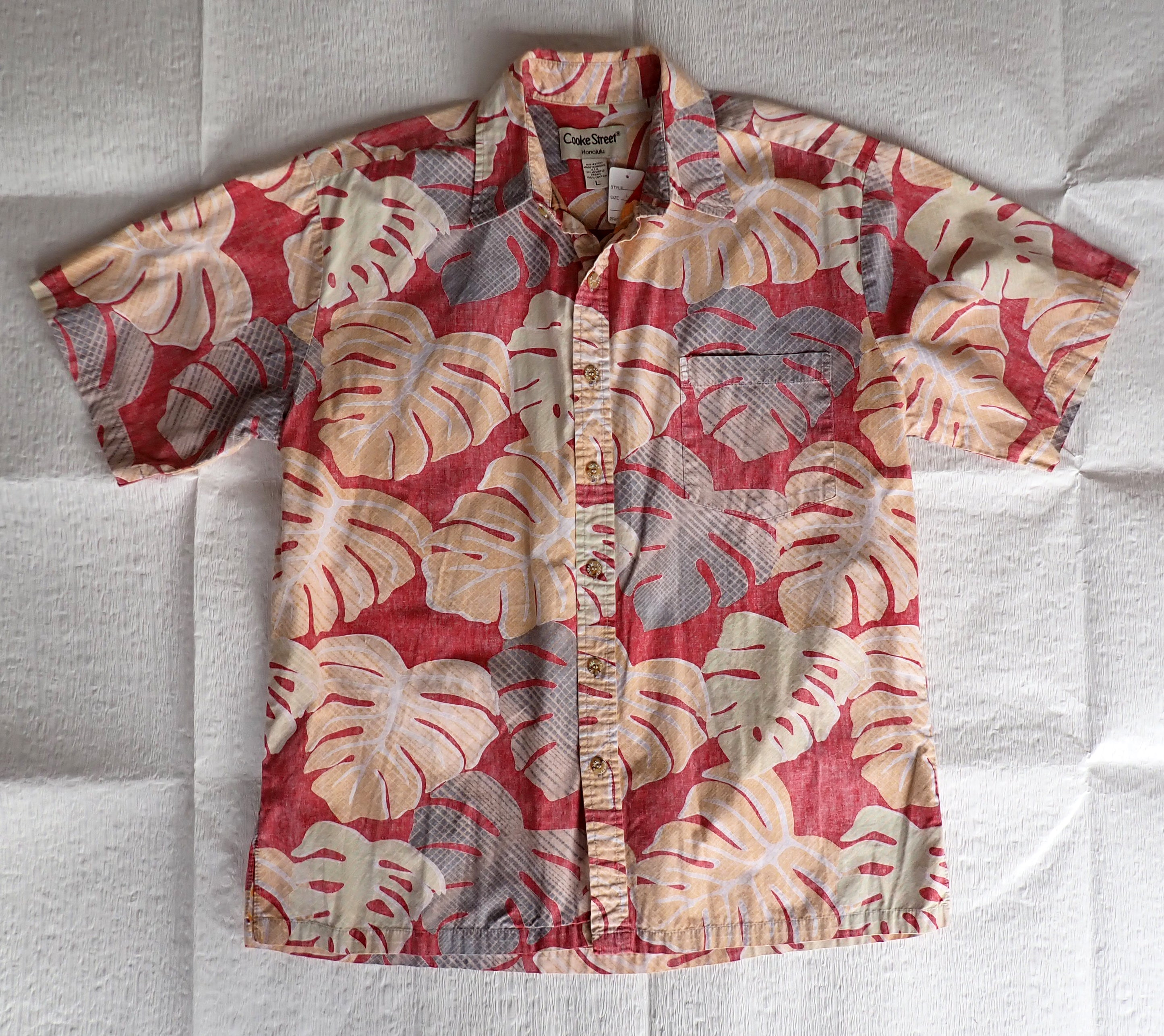 USED] アロハシャツ サイズL レッド/オレンジ ユニセックス aloha