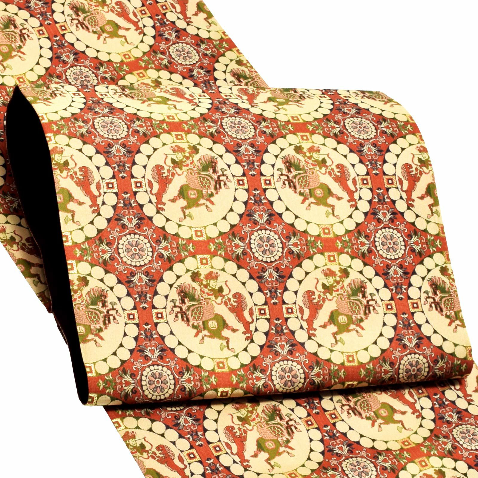 Prices down2】洒落袋帯 「獅子狩文錦」 龍村美術織物謹製 西陣織証紙