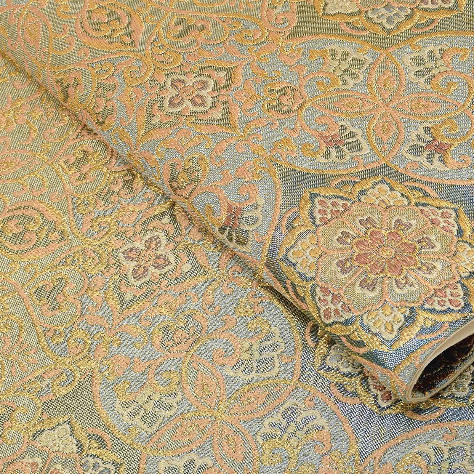 袋帯 カジュアル向け「灰緑 金銀鈿荘唐草」日本製 西陣織 西陣織証紙