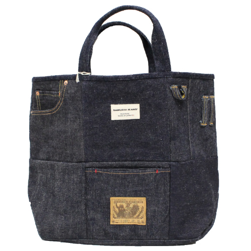 サムライジーンズリメイクデニムトートバッグ