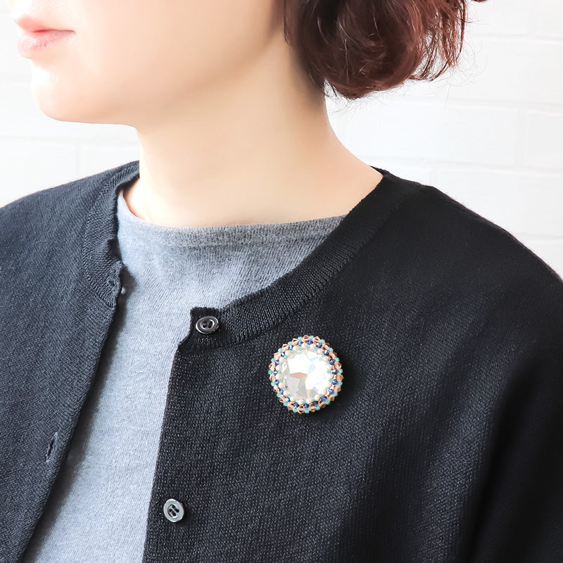 レシピNo.KR1216 貴和クリスタル＃4487のフレーミングブローチ – 貴和