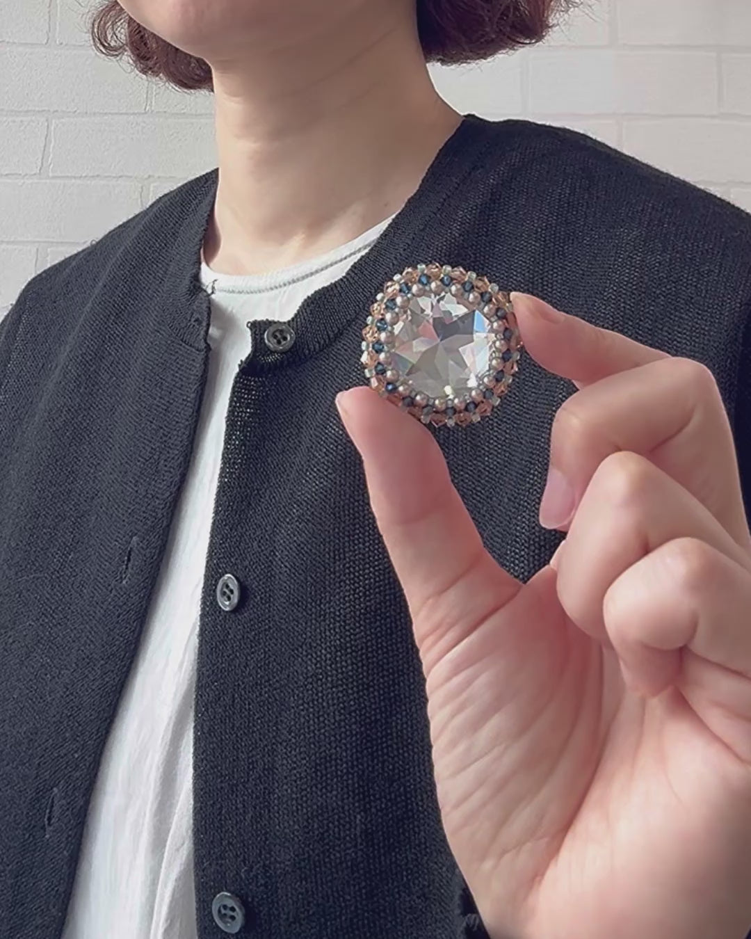 レシピNo.KR1216 貴和クリスタル＃4487のフレーミングブローチ – 貴和