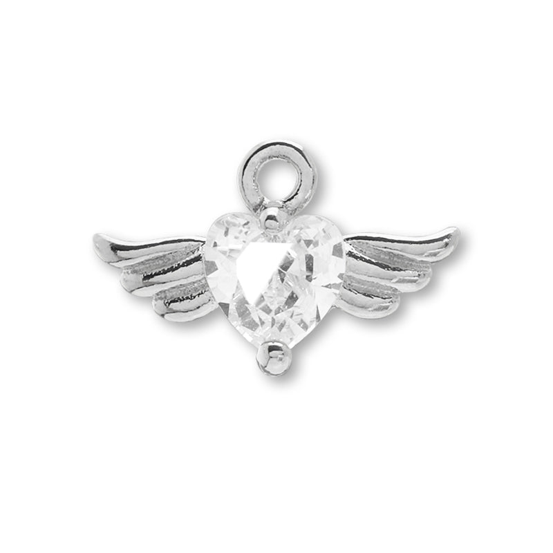チャーム キュービックジルコニア エンジェルハート ロジウムカラー
