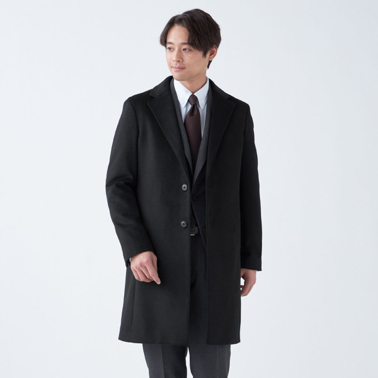 JOHN PEARSE comfort】チェスターコート/ブラック×ソリッド/ULTRA MOVE