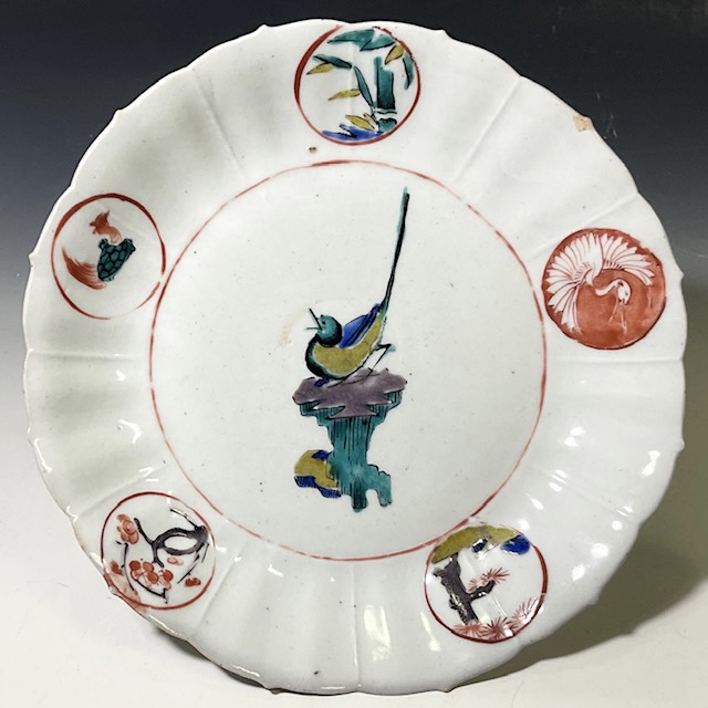 最終価格、アンティーク、自家保存 久谷 谷口骨董 蓋の裏に菖蒲の絵