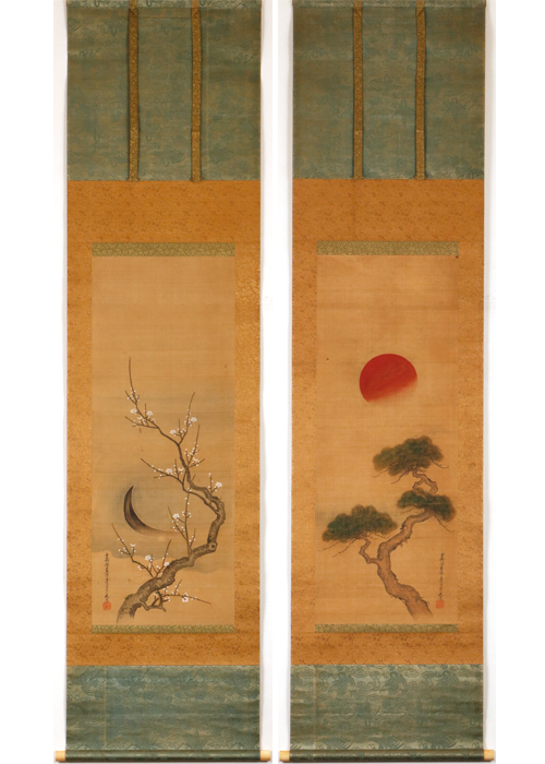 土佐光孚 日月図 双幅 | 古美術瀬戸