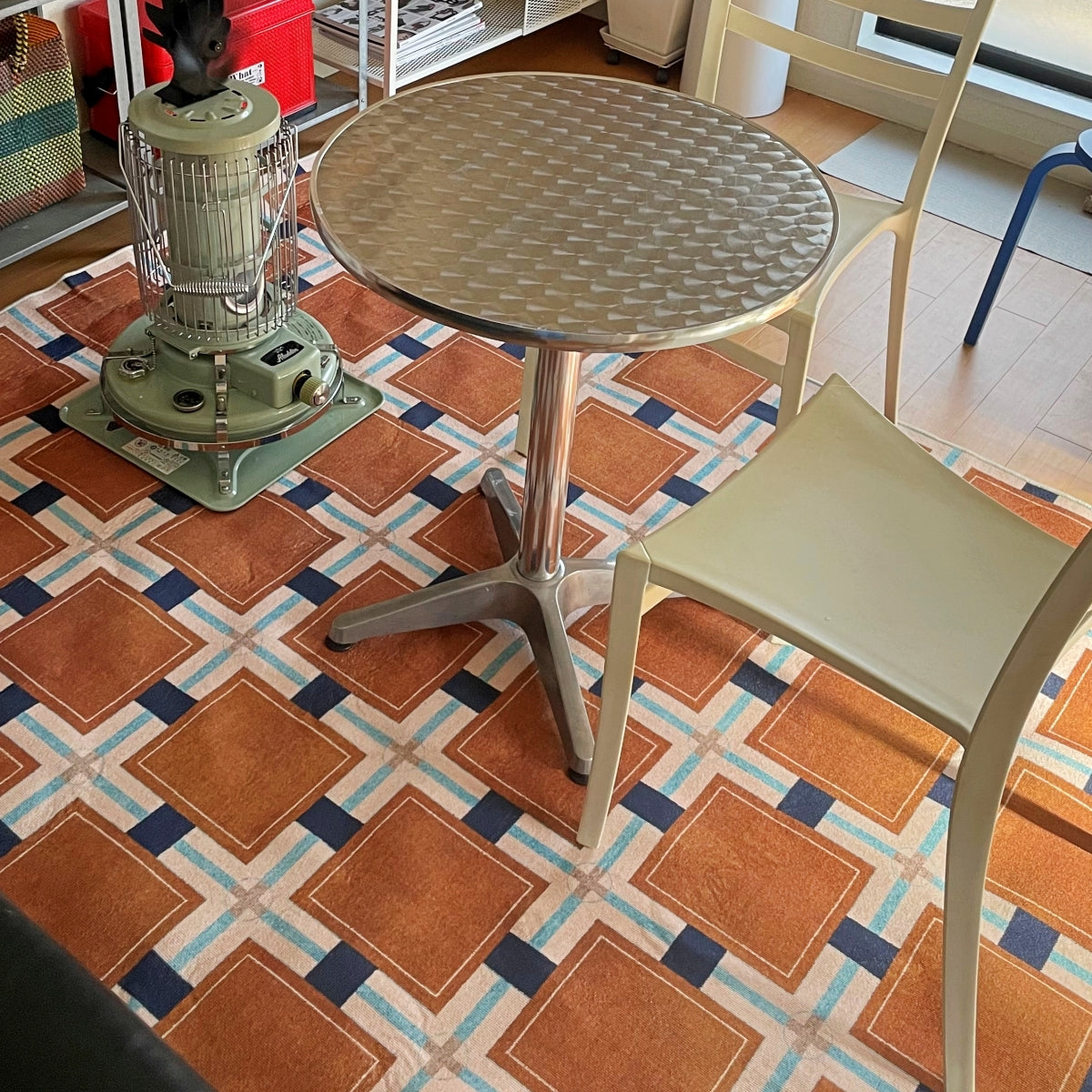 レトロパターンブロックチェックラグカーペット – kocol