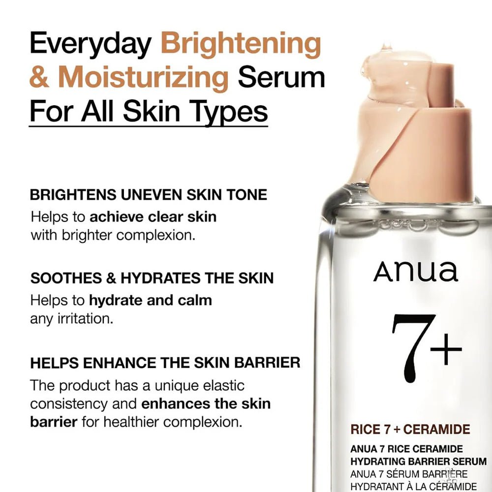 Anua 7 Rice Ceramide Hydrating Barrier Serum – Korean Skincare Supply