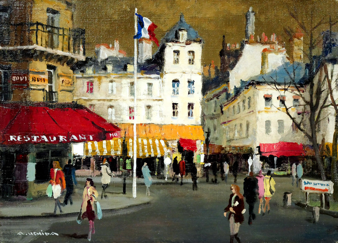 内田晃「パリー風景」油絵・F4号 絵画買取・販売の小竹美術