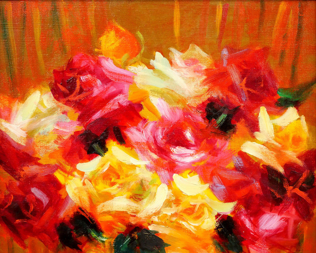 山本彪一「薔薇」油絵・F6号 絵画買取・販売の小竹美術