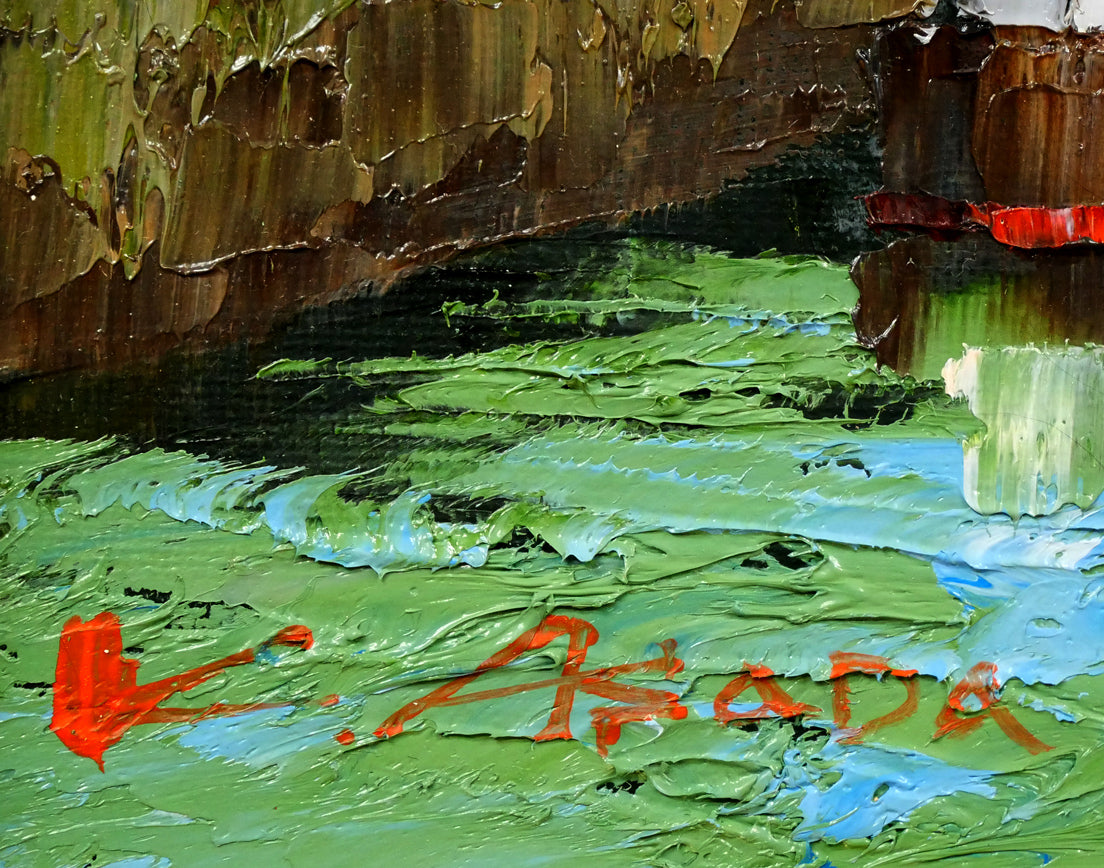 浅田薫「オンフルール港（フランス）」油絵・F4号 絵画買取・販売の