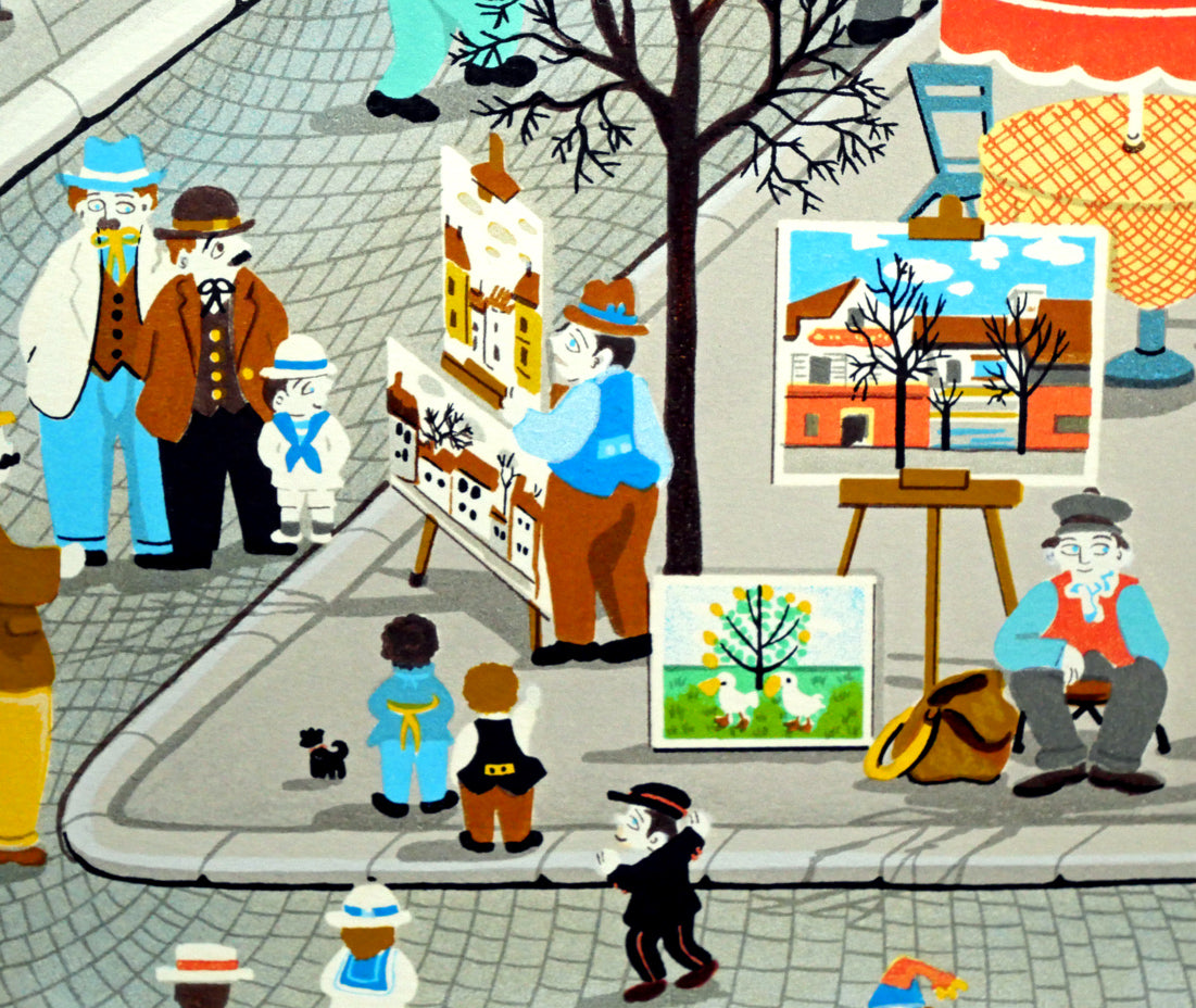 ビンカシワ「パリ・モンマルトル丘の上」リトグラフ 絵画買取・販売の