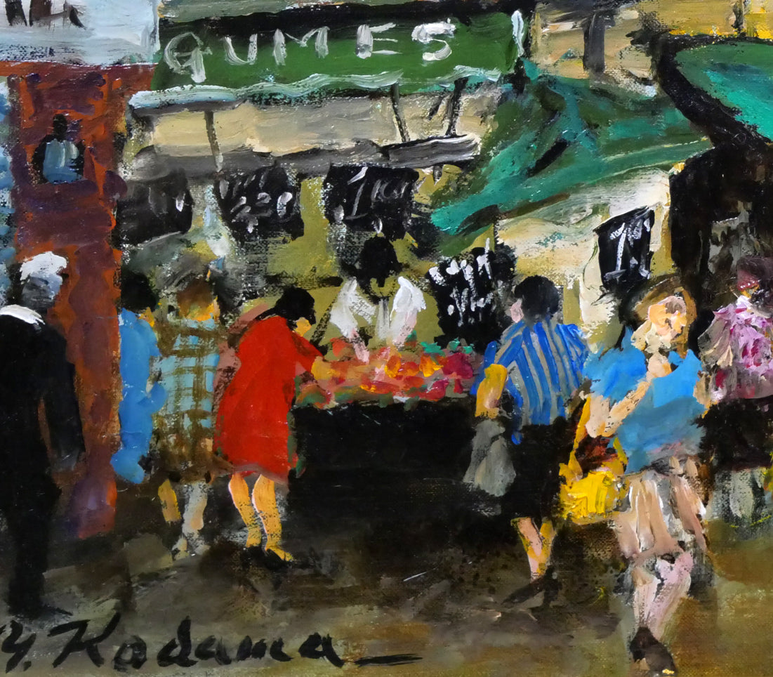 児玉幸雄「パリーの朝市」油絵・F10号 絵画買取・販売の小竹美術