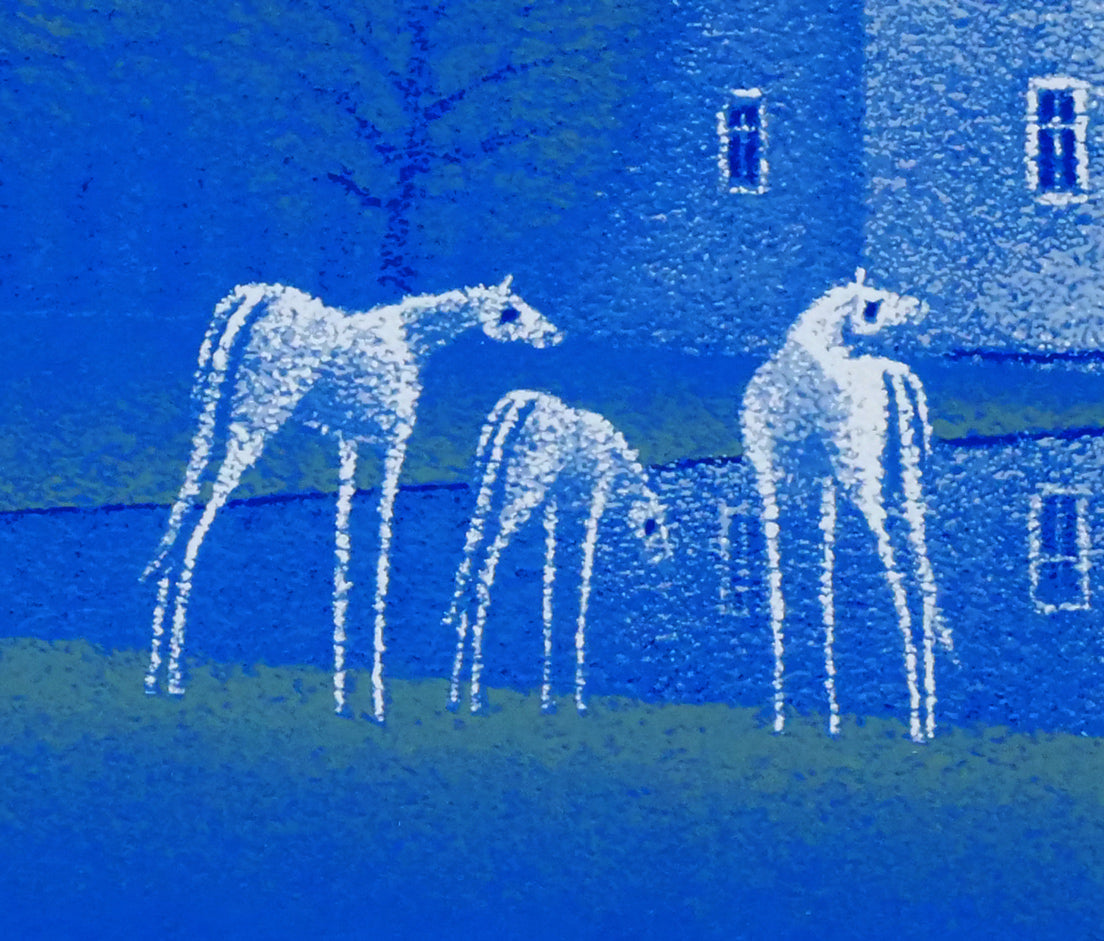 松浦敬文「水辺の城（馬九行く-うまくいく）」シルクスクリーン版画