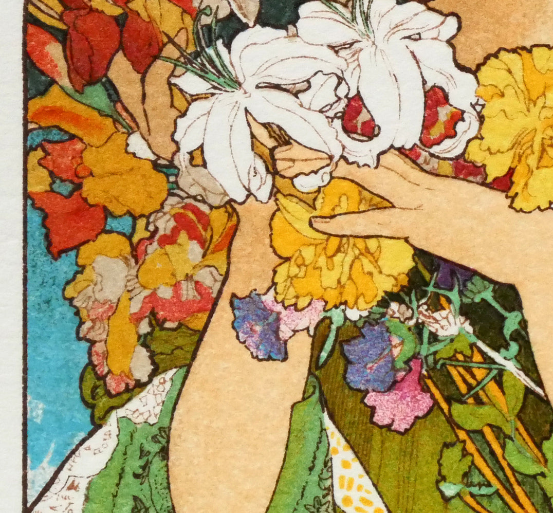 アルフォンス ミュシャ(Alphonse MUCHA)「花」リトグラフ 絵画買取