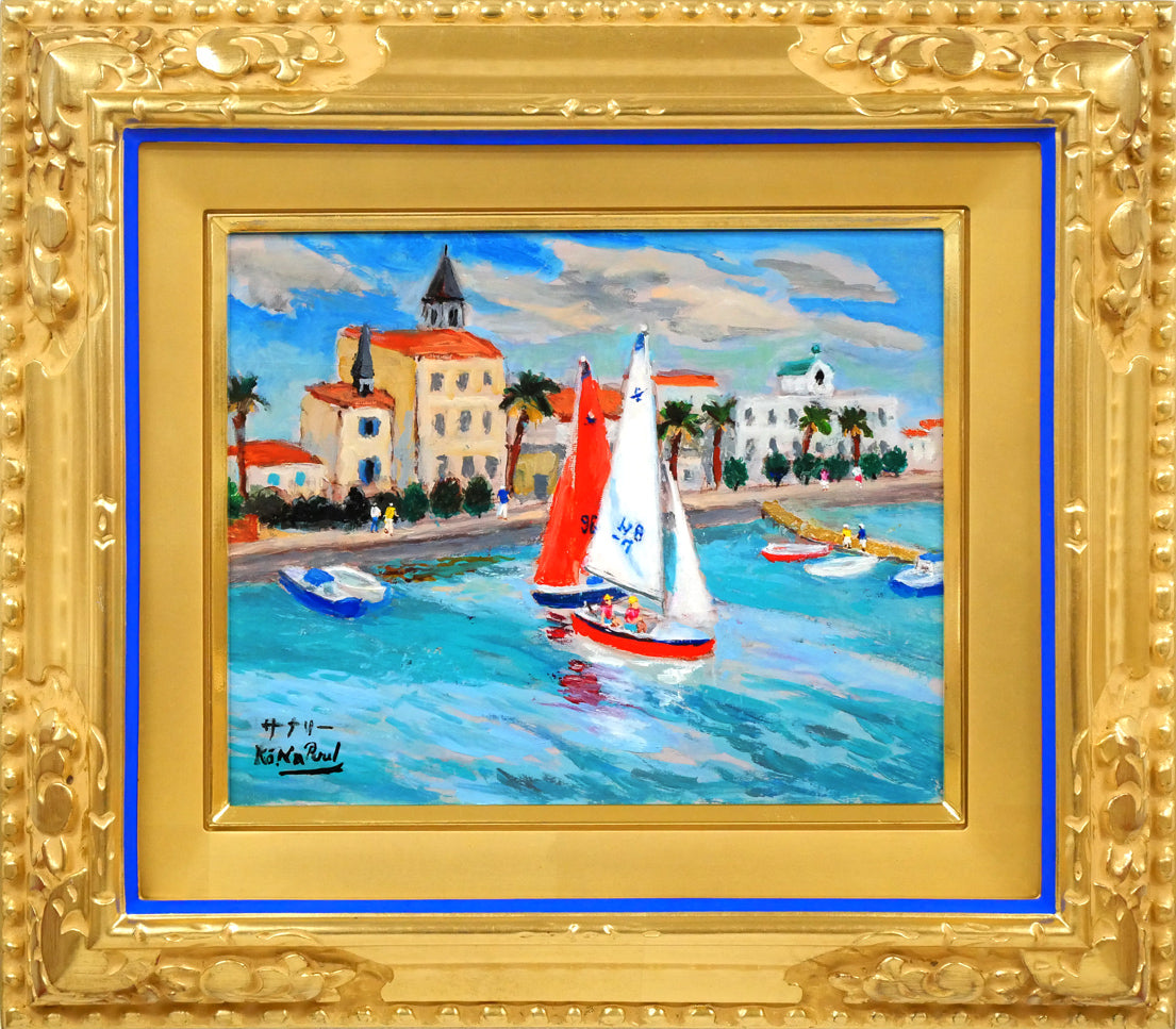 油絵 菅家令子 絵画インテリア 額付(青緑＋金色の枠) uF6-113402ばら