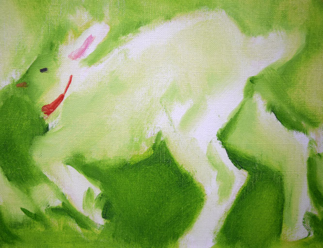 奈良岡正夫「親仔（山羊）」油絵・F4号 絵画買取・販売の小竹美術